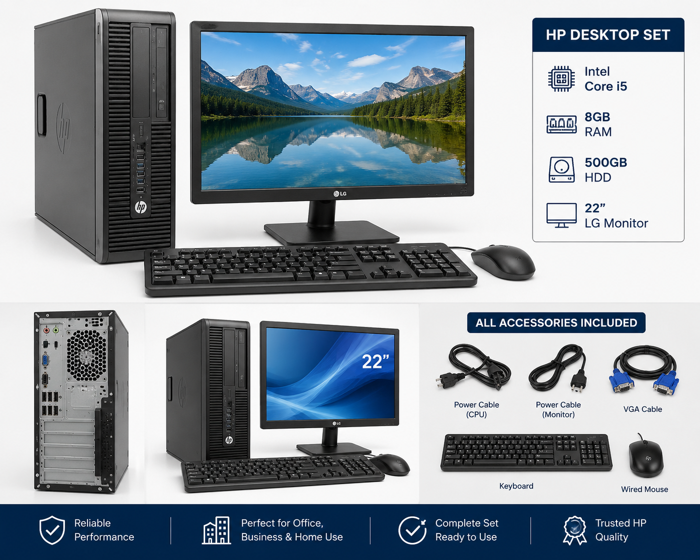 HP Core i5 desktop set with LG monitor Kenya